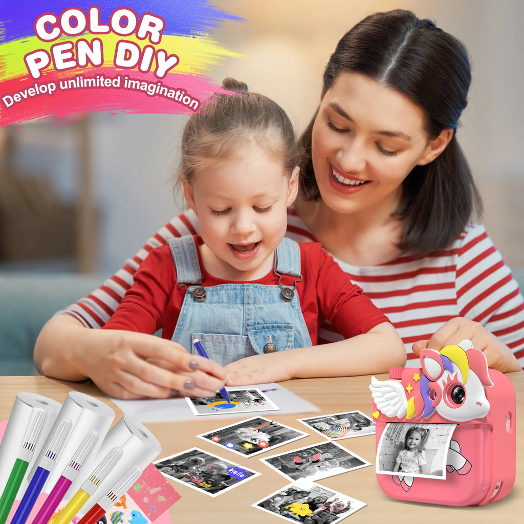 Kids Camera Instant Camera, 2.4" 12MP 1080P HD IPS Screen Printing Camera for Kids, Instant Camera with 32G Memory Card