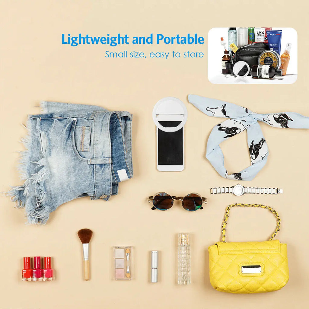 USB Rechargeable LED Selfie Ring Light with Phone Clip Photo Lamps Video Light Photography Ringlight for iPhone Samsung Xiaomi
