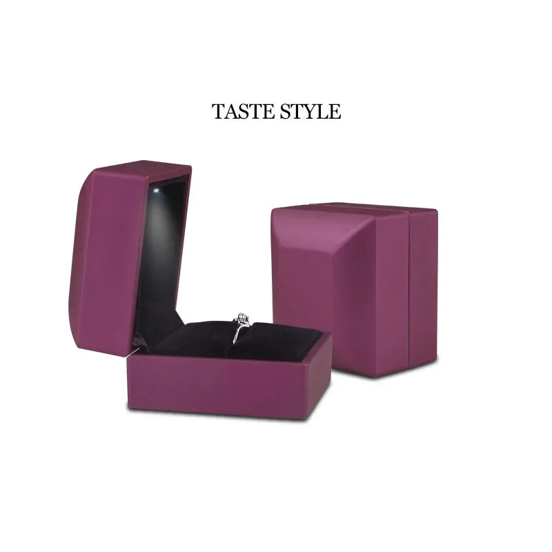 2024 Luxury Ring Box With LED Light Jewelry Diamond Ring Box for Engagement Wedding Birthday Valentine's Day Gift Box
