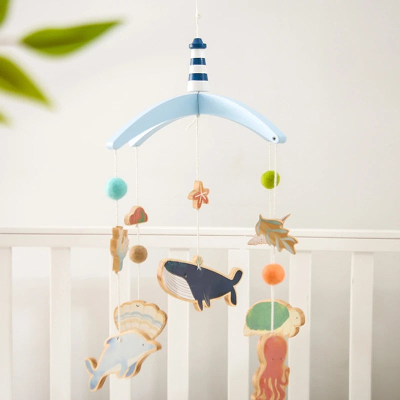 Newborn Baby Rattles Toys 0-12 Months Soft Felt Whale Bed Bell Infant Mobile Crib Hanging Musical Carousel Toy Boys Girls Gift