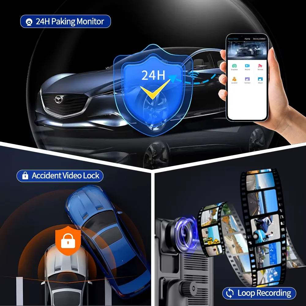 Imagebon H13 Pro 4K Camera ADAS Dash Cam 5s Power On 24h Parking Monitor Wireless Carplay & Android Auto GPS Navigation Car DVR
