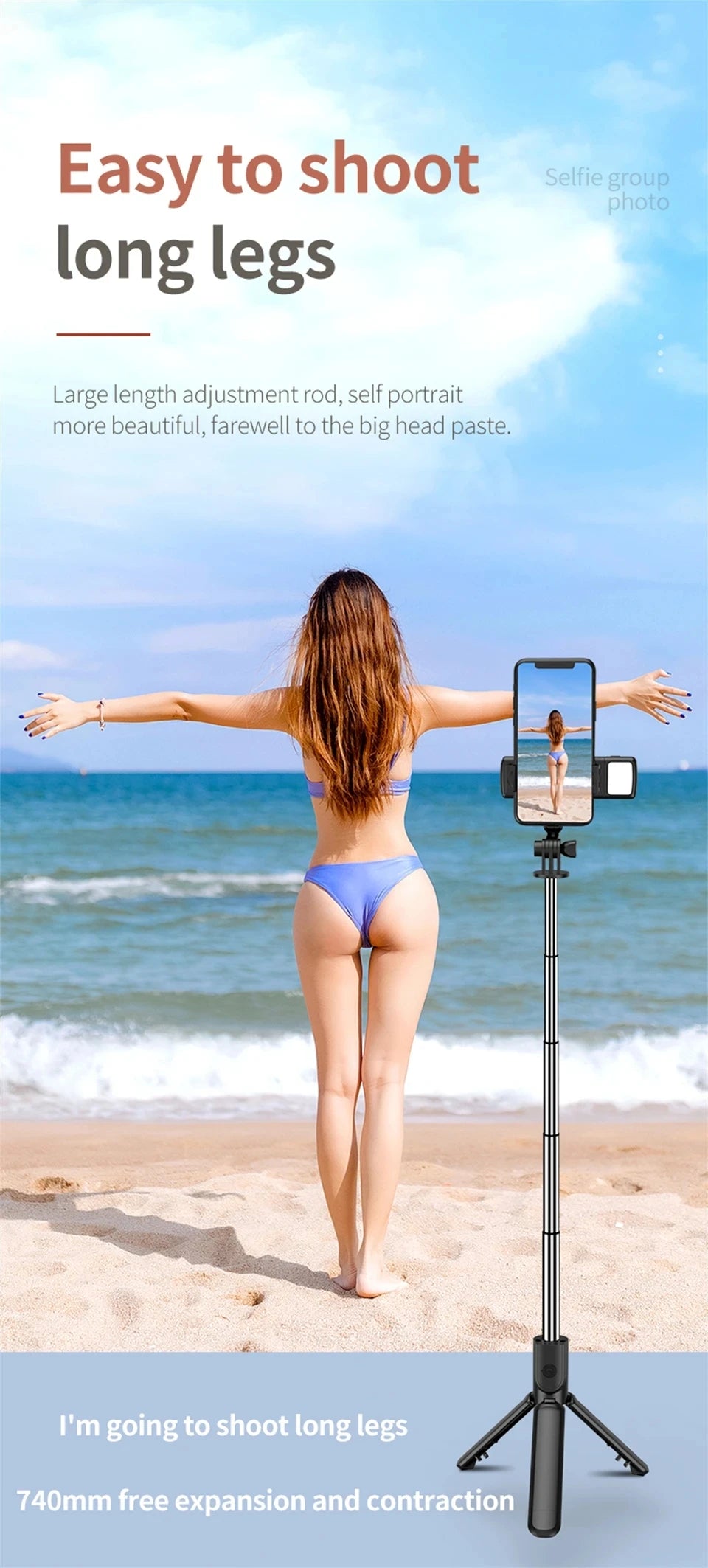 FGCLSY Selfie Stick Tripod with light Extendable Wireless Bluetooth Remote Portable Smartphone Stand Mount For iOS Android Phone