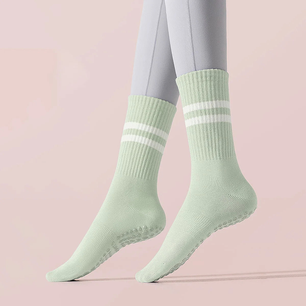 3 Pairs Long Yoga Socks with Grip for Women Anti Skid Gripper Socks No Slip Socks for Pilates, Barre, Dance,Yoga