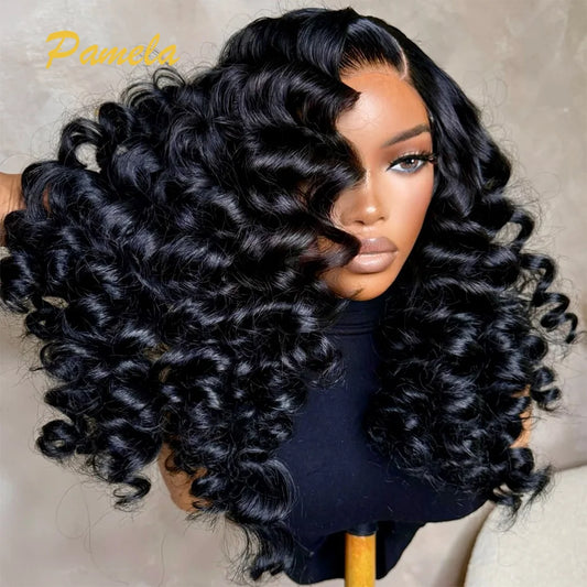 300% Density Loose Deep Wave Wig For Women 13x4 Transparent Lace Frontal Human Hair Wigs Glueless Wig Pre plucked Ready To Wear