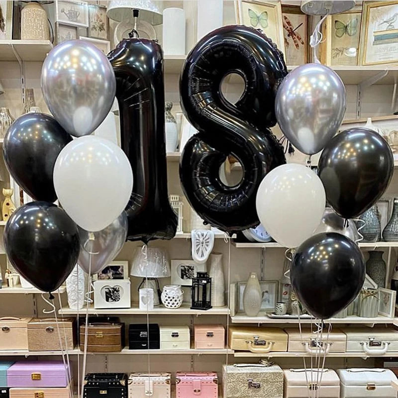 Number 18 Balloon 18 Digit Balloon Eighteen Figure Blue Green 18th Birthday Big Large Red Rose Golden Black Colorful 32inch Ball