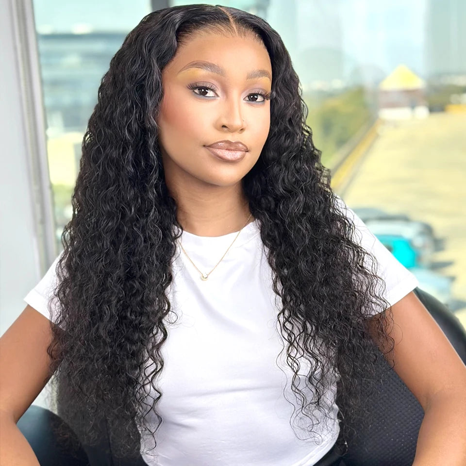 NEW IN 7x5 Wear And Go Glueless wigs Human Hair Pre Bleached Water Wave HD Lace Front Wig Pre Cut Pre Plucked Glueless Wig