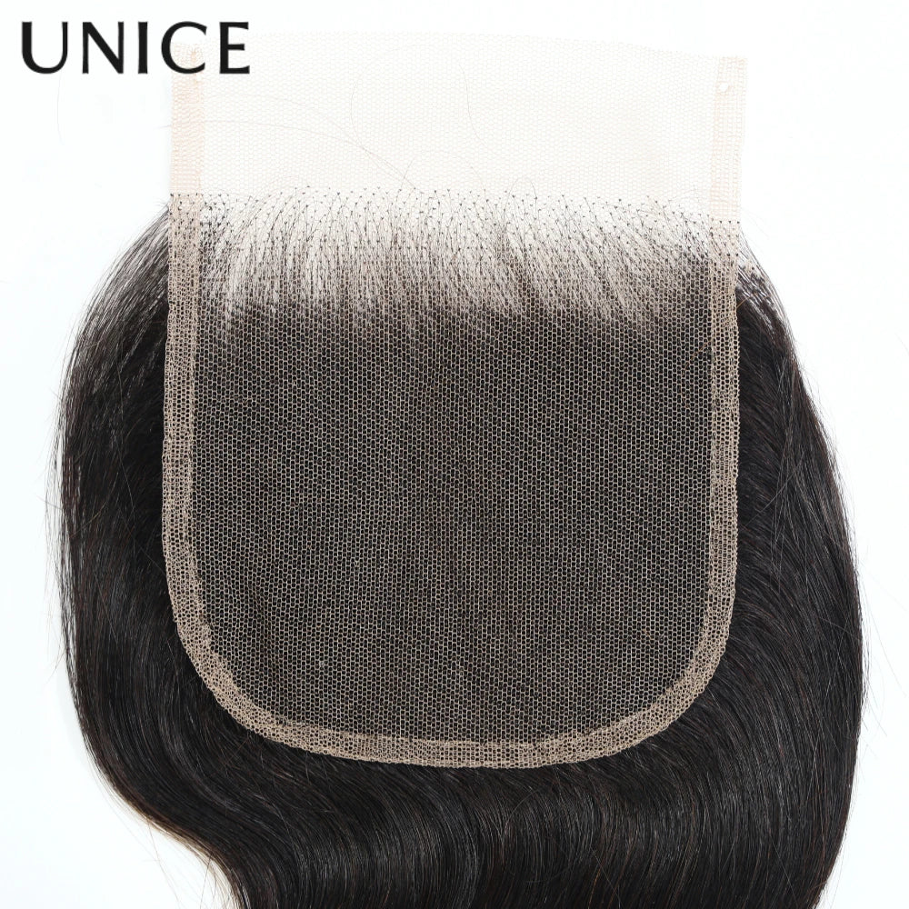 UNICE Hair Chestnut Brown Body Wave Human Hair Bundles With Closure 2/3/4 PCS Hair Bundles With 4x4 Lace Closure