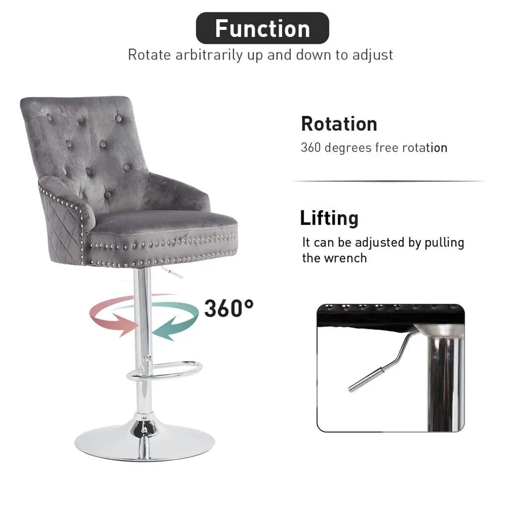 Luxury Bar Stool Dining Chairs Swivel Bar Stools Velvet Upholstered Lion Knocker for Home,Bar Table