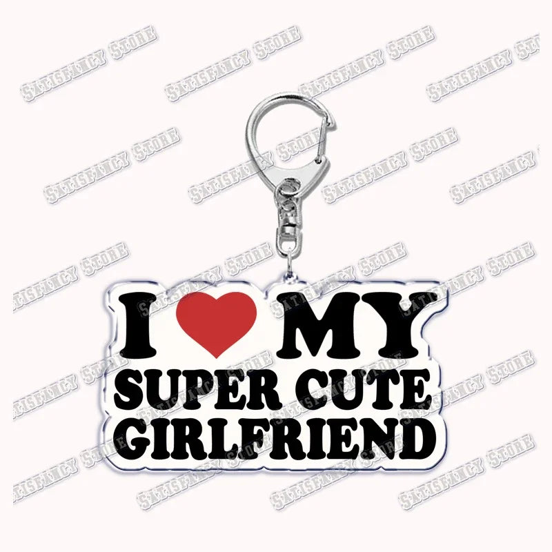 Custom I Love You My Fictional Boyfriend Awesome Girlfriend Keychain Emo Boys Hot Wife Mom Dad Key Ring Keychains Bf Gf Gifts
