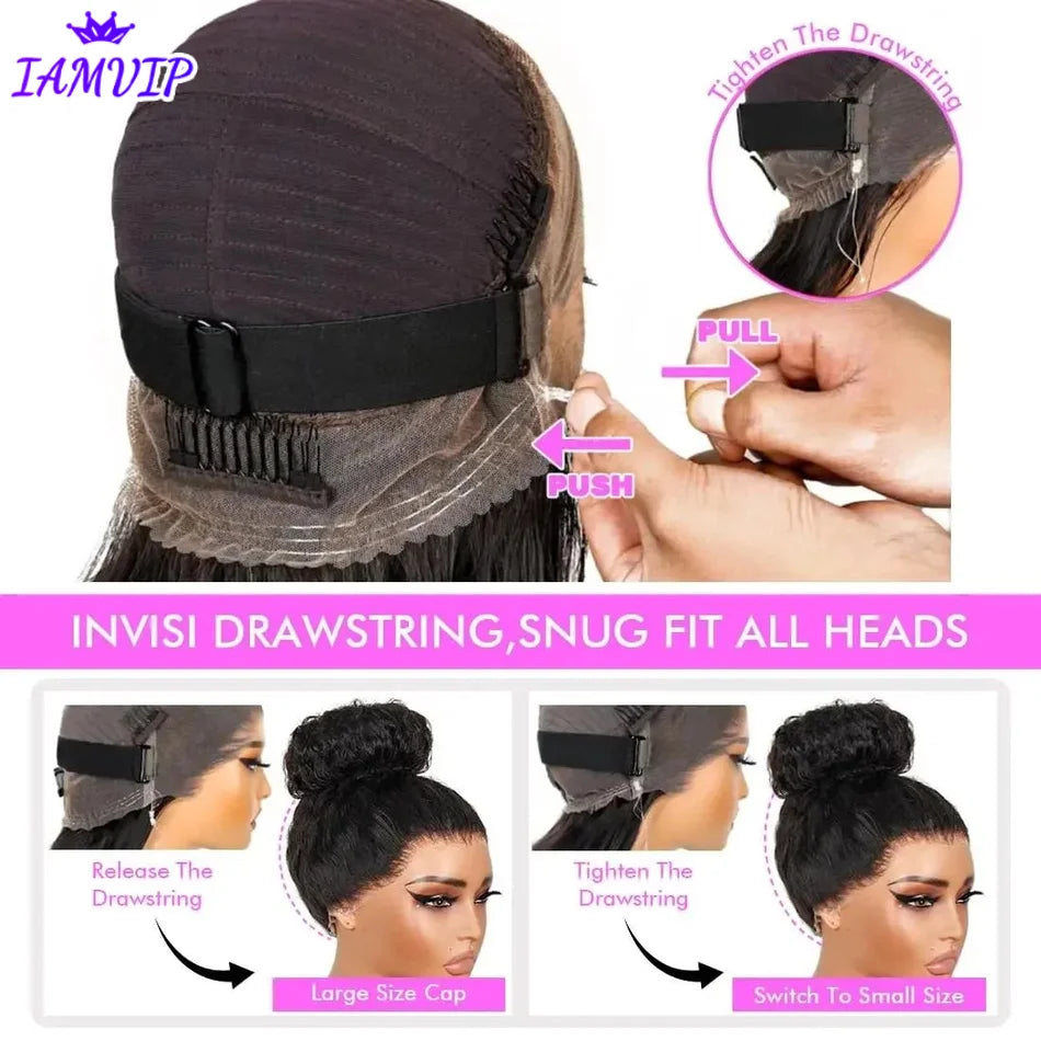 250Density Hidden Strap HD 360 Full Lace Glueless Wig Human Hair Curly Water Wig Invisible Strap 360 Lace Frontal Wig PrePlucked
