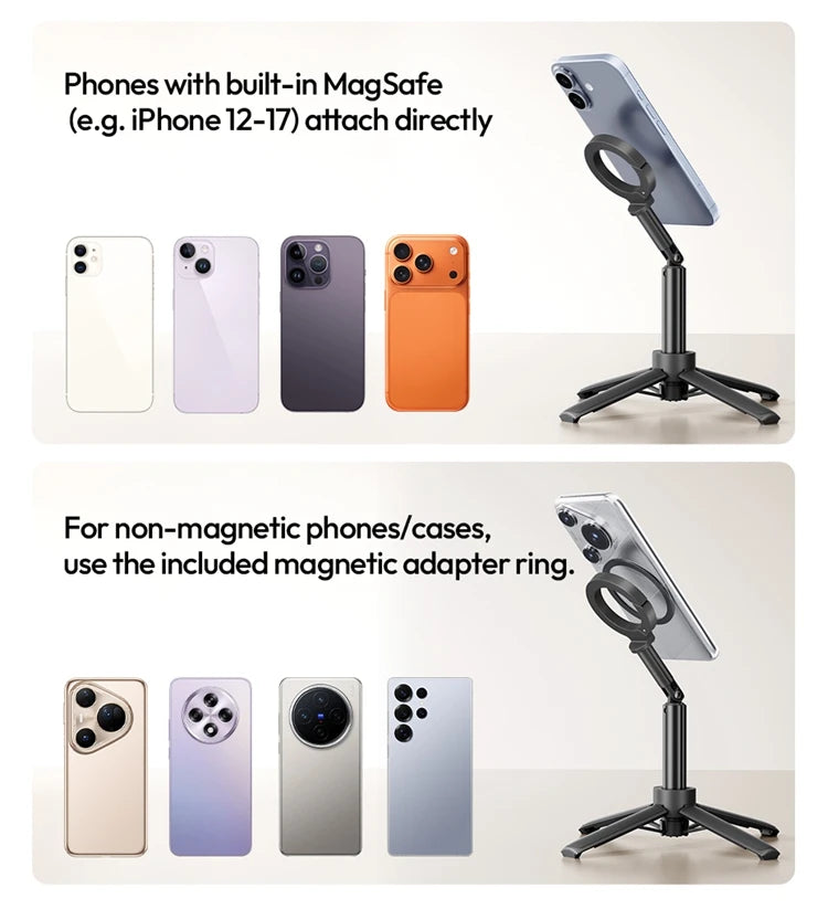 Ulanzi MT71 MagLock Mini Selfie Stick 4-Section Extendable Pole Cell Phone Accessories Tripod for Vlog Tiktok Live Streaming