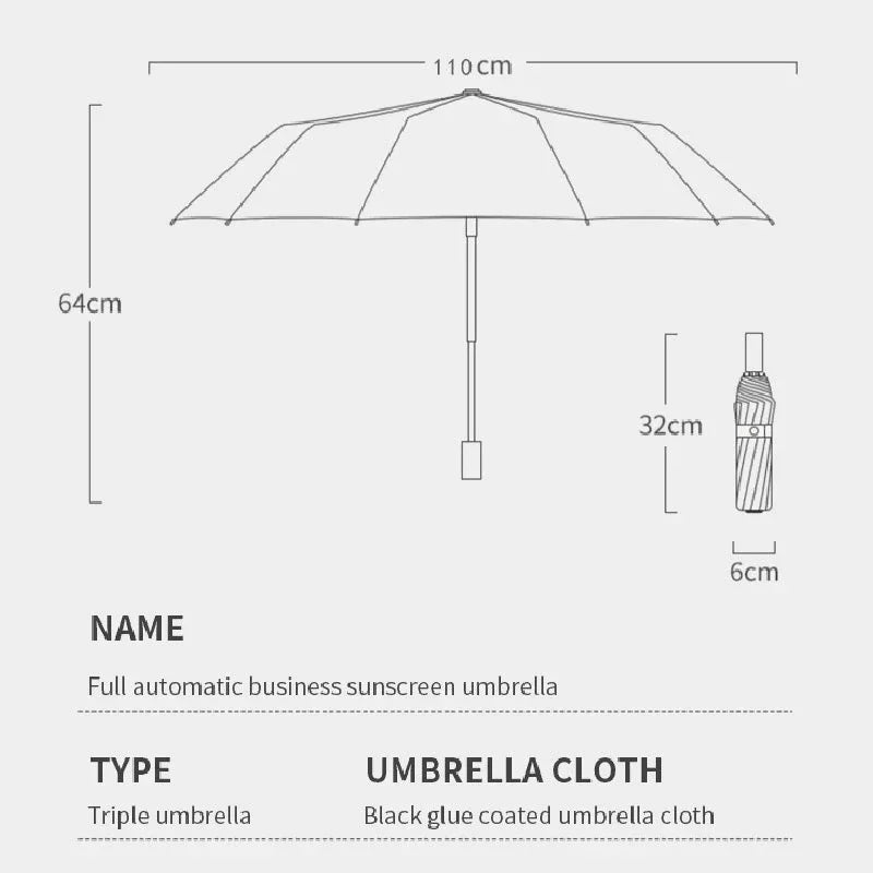 Fully Automatic Folding Umbrella 24 Bone Double Bone SPF 50 UV Protection Rain Resistance Strong Wind Resitance Umbrella