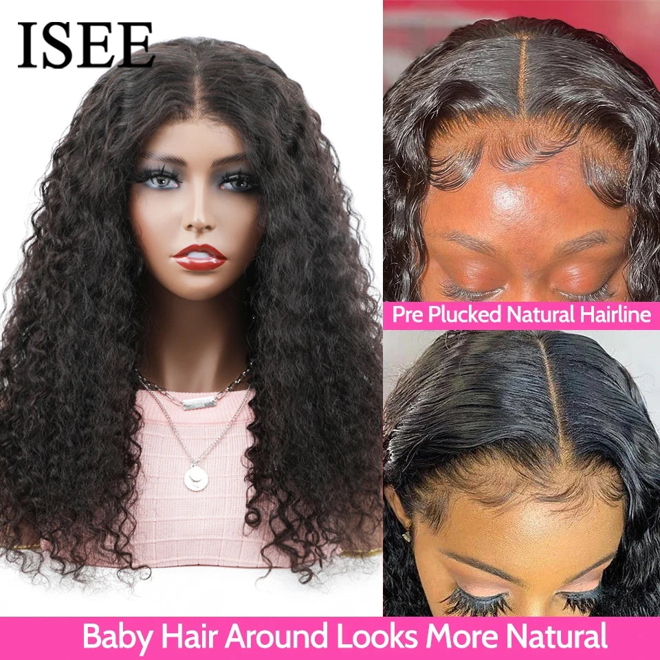 ISEE HAIR HD Transparent Water Wave Frontal Wig 13x4/13x6 Curly Lace Front Human Hair Wigs For Women Deep Wave Lace Frontal Wigs