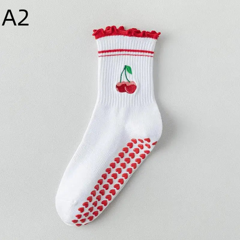 Cotton Breathable Mid-calf Yoga Socks Anti-slip Sports Socks Pilates Socks Dance Fitness Training Socks
