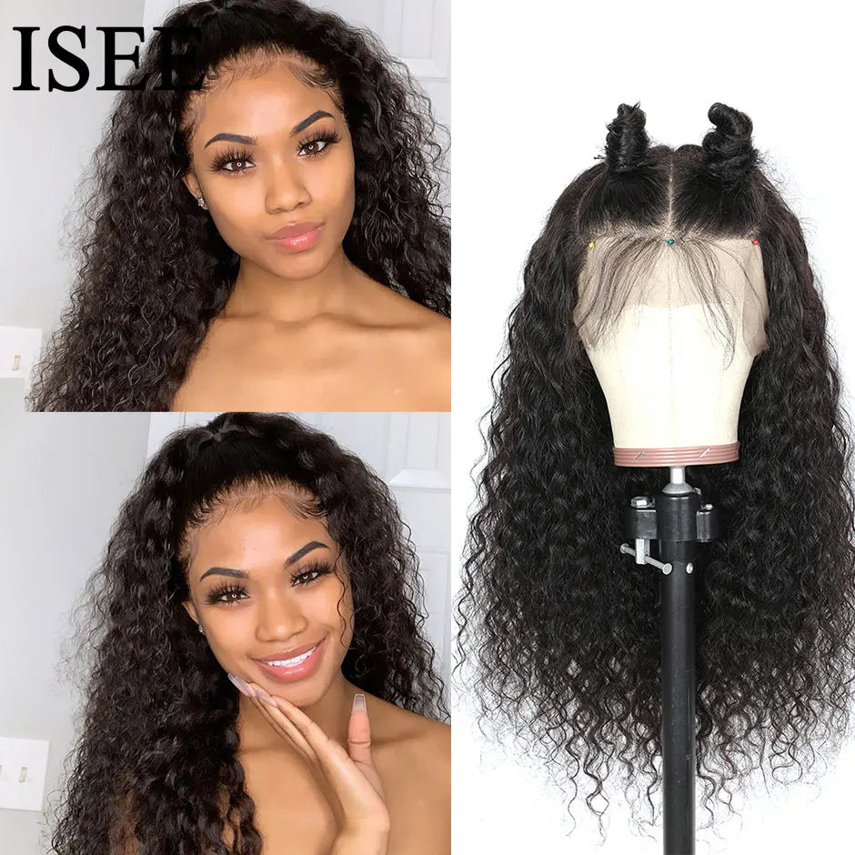 ISEE HAIR Brazilian Water Wave Wig 13x6 HD Lace Frontal Wig For Women 13x4 Lace Front Wig Lace Closure Curly Human Hair Wig