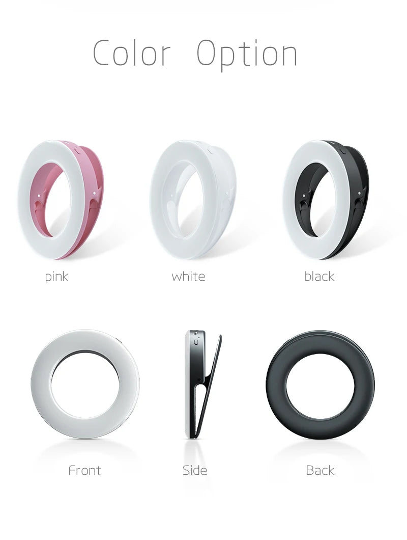 Upgrade 3200K-6500K LED Clip Ring Light 40 LED Lamp Selfie Fill Lights For iPhone Andriod Mobile Phone USB Charge Enhancing Lamp