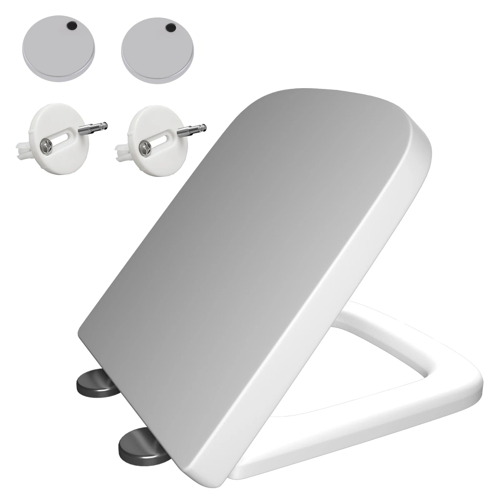 Luxury Quick Release Soft Close Toilet Seat Top Fix Easy Clean Bathroom Seat with One Set Free Top Fixing Hinges (S Shape)