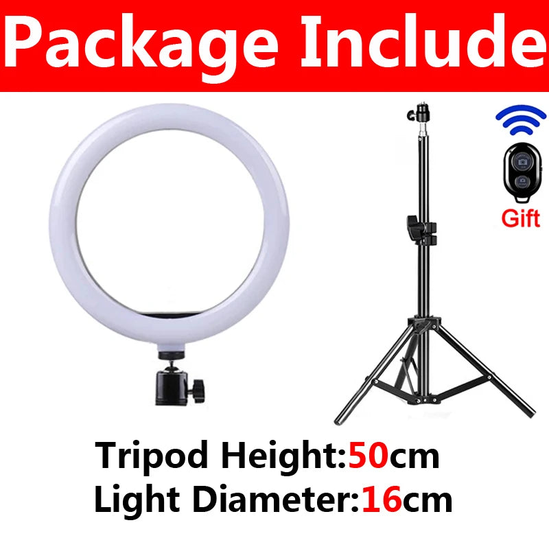33cm Selfie Ring Light 12 in LED Tripod Phone Stand Holder Photography RingLight Circle Fill Light Led Color Lamp Trepied Makeup