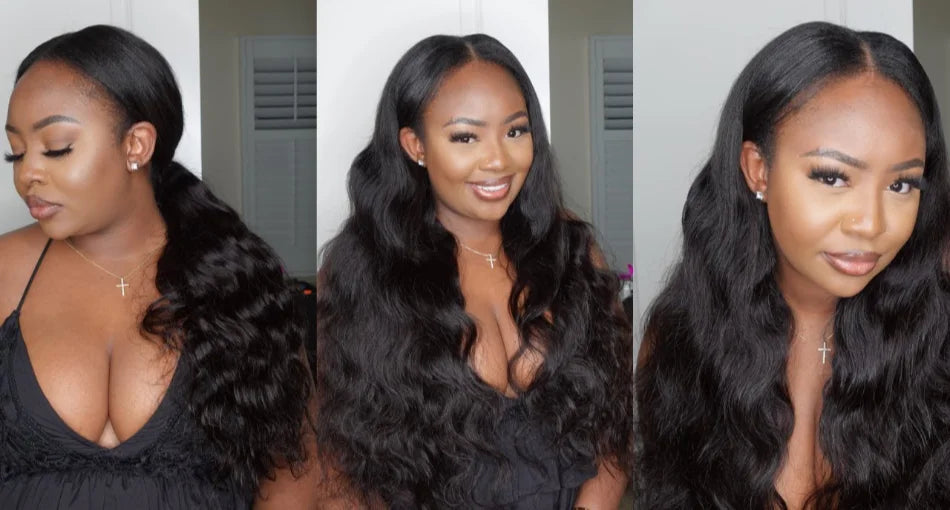 UNice Hair Upgraded Body Wave V Part Wig With Elastic Drawstring 100% Human Hair Upart Wig Minimal Leave Out