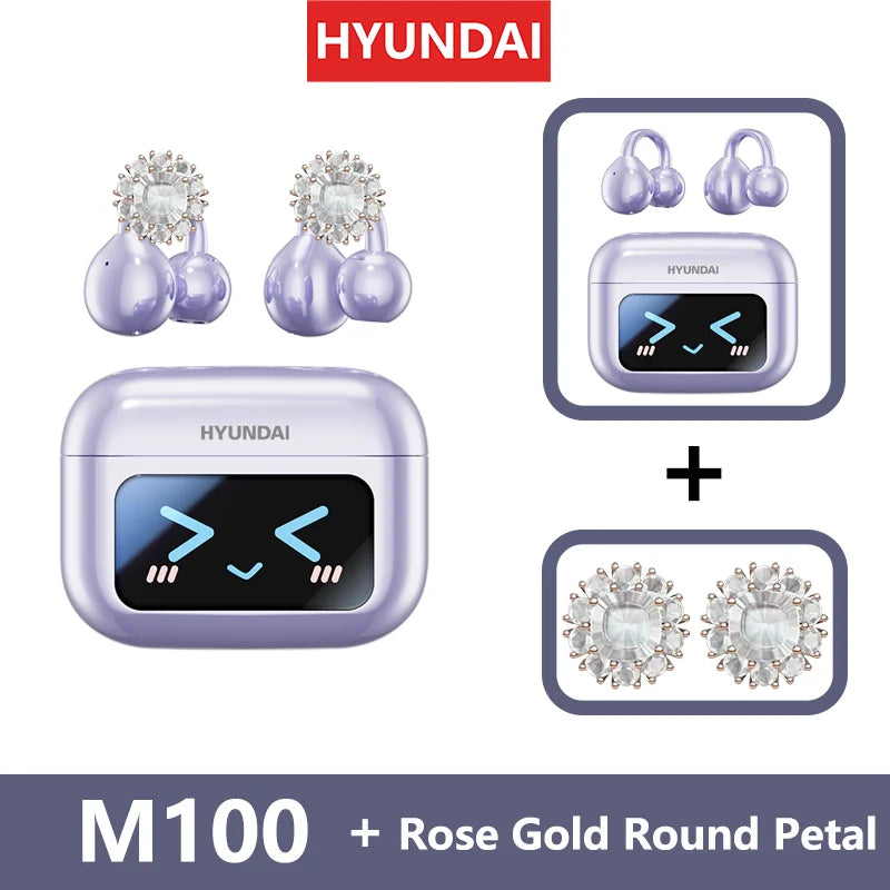 Choice HYUNDAI M100 Open Ear Gaming Earphones Sport Wireless Earbuds TWS Headset Hifi Sound Headphones With Mic For Android IOS