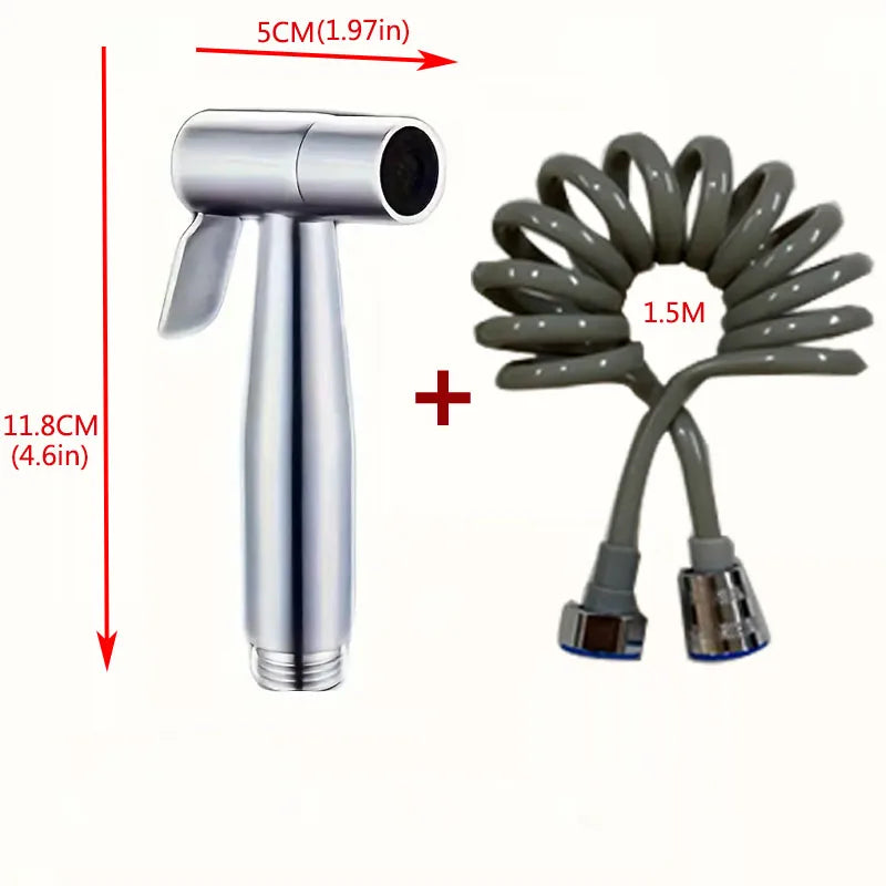 1 Set 304 Stainless Steel Wire Drawing Non-Punching Booster Toilet Spray Gun - Female Washing Device with Small Flower Sprinkler