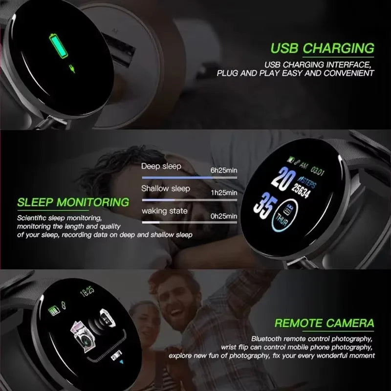 D18 Smartwatch Circular Color Screen Multiple Sports Modes Call Information Reminder Photo Taking Music Smart Bracelet 2026
