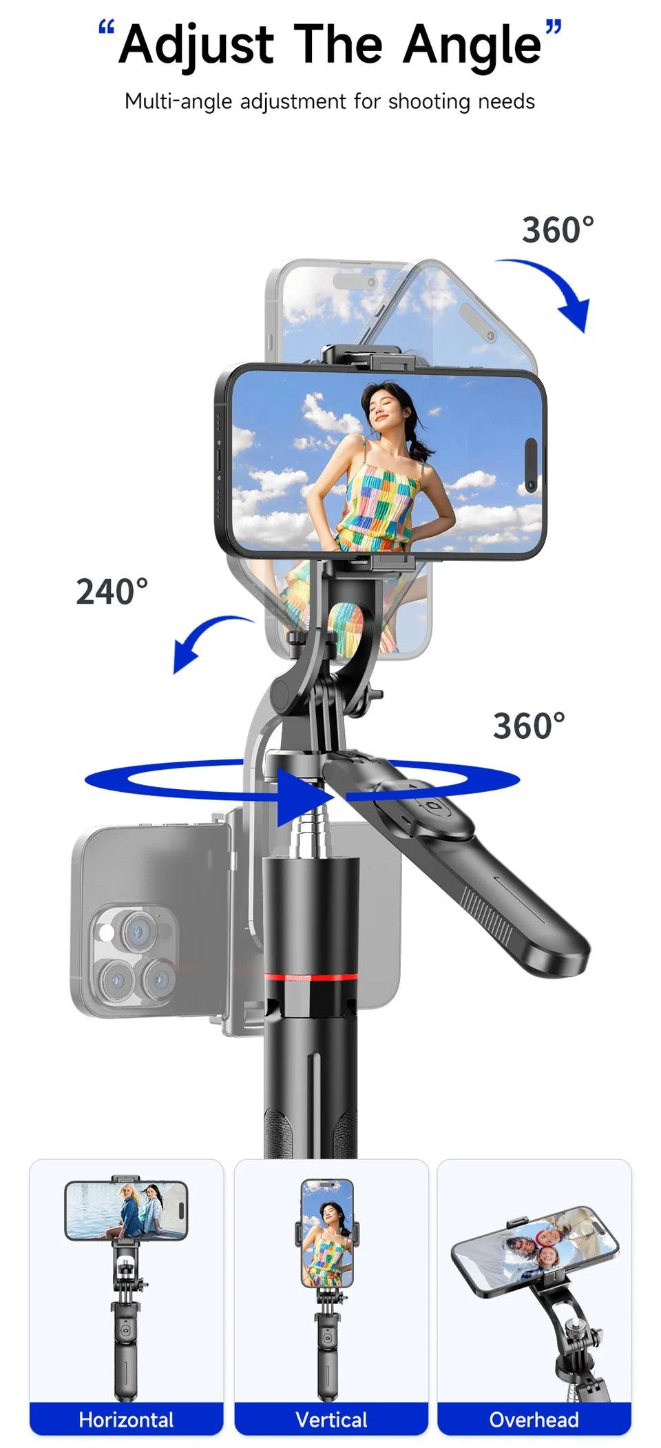 FANGTUOSI New 1.7M Wireless Selfie Stick Tripod Foldable Stand For Gopro Action Cameras Smartphones Balance Steady Shooting Live