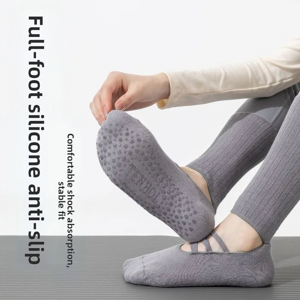 New Cotton Pilates Socks Harajuku Street Breathable Yoga Socks Non-Slip Grip Casual Strappy Grip Sock