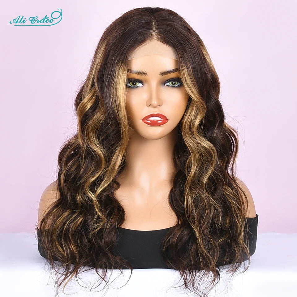 Ali Grace Body Wave Lace Front Human Hair Wigs Highlight Brown Body Wave 4x4 Lace Closure Wig 13x4 Lace Front Wigs for Women