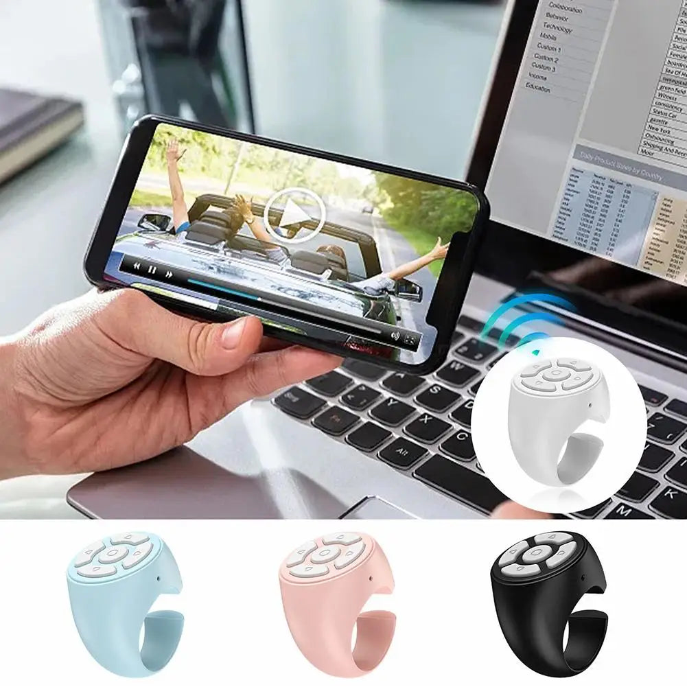 Portable Multi Function Bluetooth Remote Control For Fingertip Selfies Video Control Automatic Page Turning Browsing On Photo