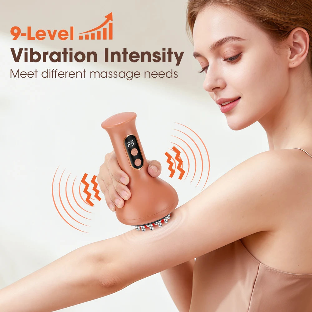 USB Rechargeable Abdominal Massager for Hot Compress and Adjustable Guasha Cupping Intensity Arm and Leg Massage Handheld