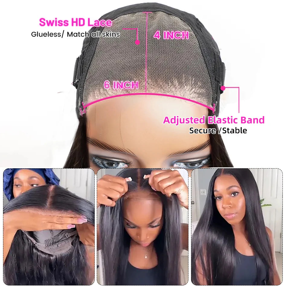 10A Real Glueless Wigs Human Hair Wigs Ready To Wear Bleached Knots 6x4 Pre Cut HD Transparent Lace Closure Wig Jerry Curly 210%