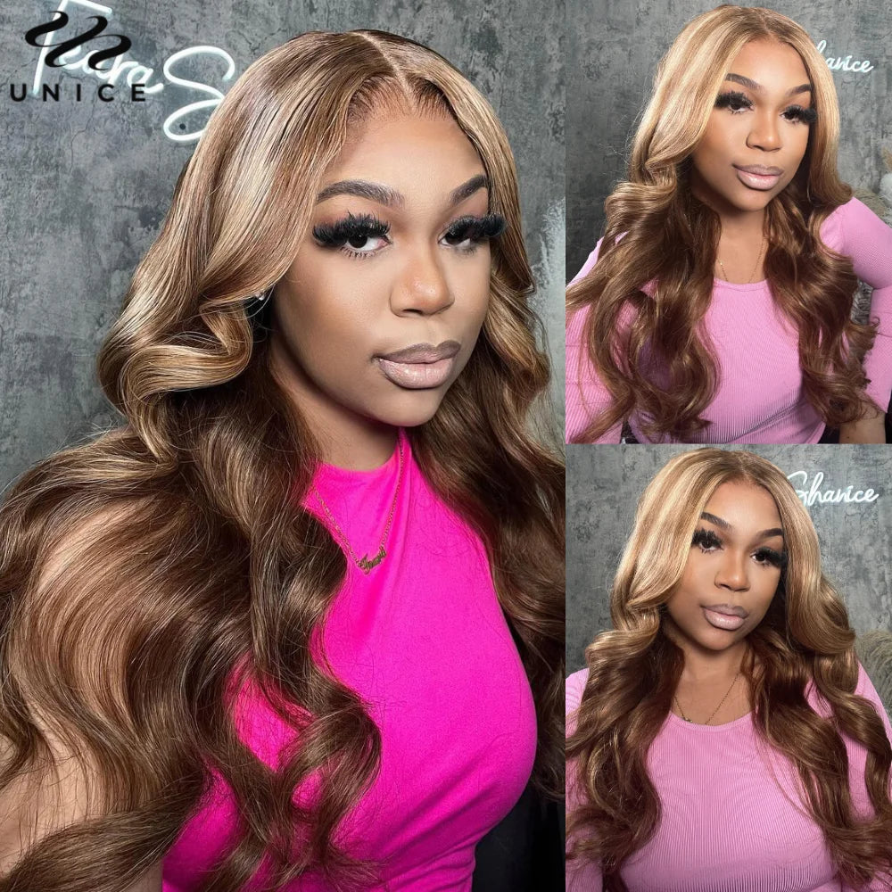 UNice Bye-Bye Knots Wig Pre Cut Pre Bleached 7x5 Lace Closure Wig Human Hair Honey Blonde Body Wave Glueless Wig With Drawstring