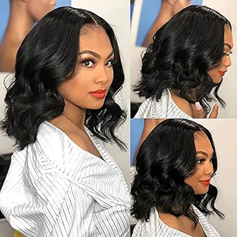 ISEE Hair Body Wave Lace Front Wig Pre Bleached Knots Glueless Wigs Wear And Go Short Bob Human Hair Wigs Closure Wigs