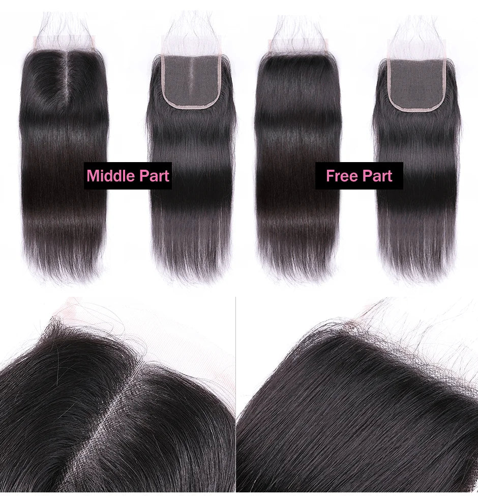 ISEE HAIR Malaysian Straight Hair Closure Free Part Lace Closure Hand Tied Remy Human Hair Extension Can Be Dyed