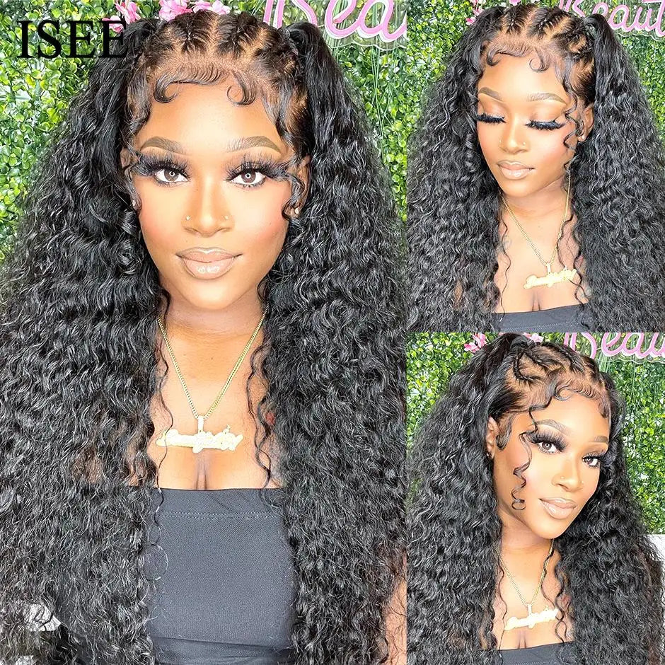 Kinky Curly Lace Front Wig Wear And Go Pre Bleached Knots 6x9 Curly Glueless Wig Human Hair Pre Cut PrePlucked ISEE Hair Wig