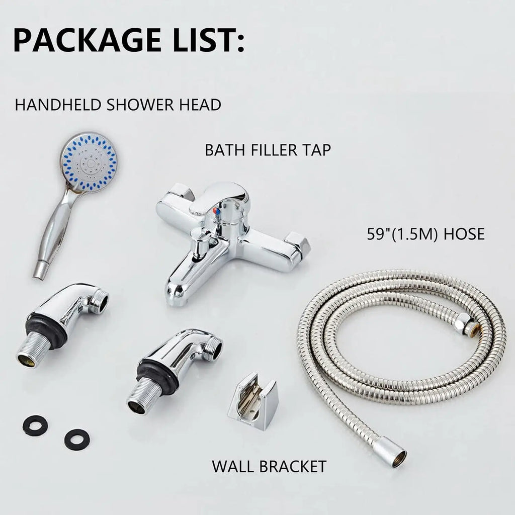 DayPlus Shower Mixer Taps for Bathroom Bath Luxury Chrome Solid Brass Sink Filler Shower Mixer Taps with HandHeld Shower Handset