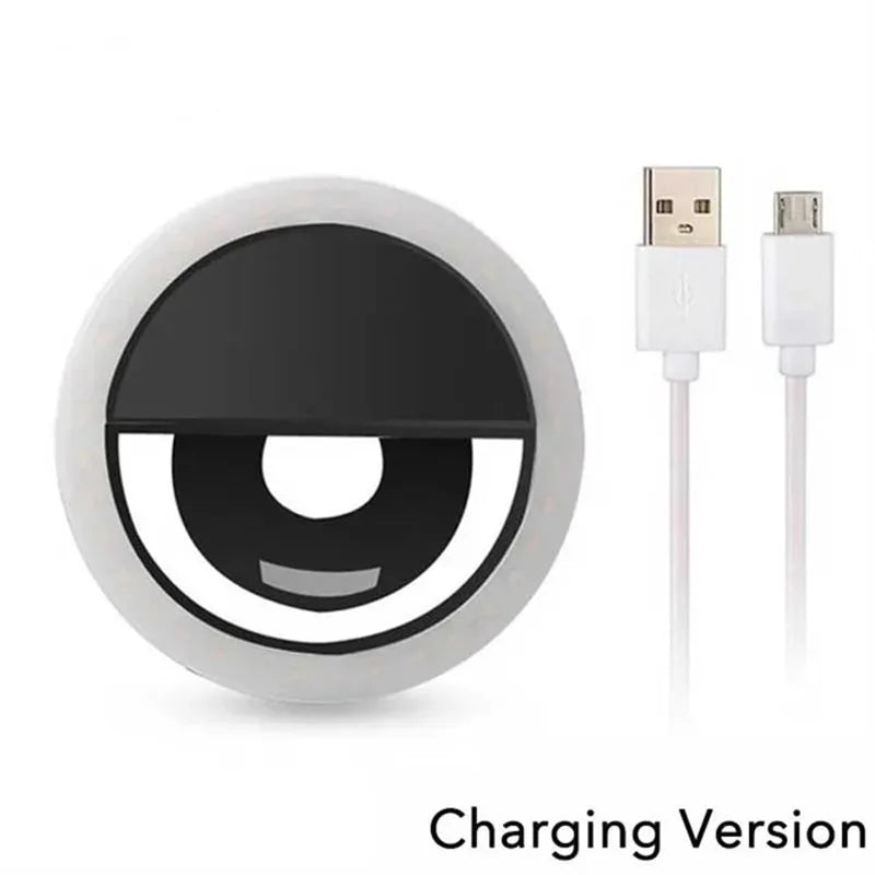 USB Rechargeable LED Selfie Ring Light with Phone Clip Photo Lamps Video Light Photography Ringlight for iPhone Samsung Xiaomi