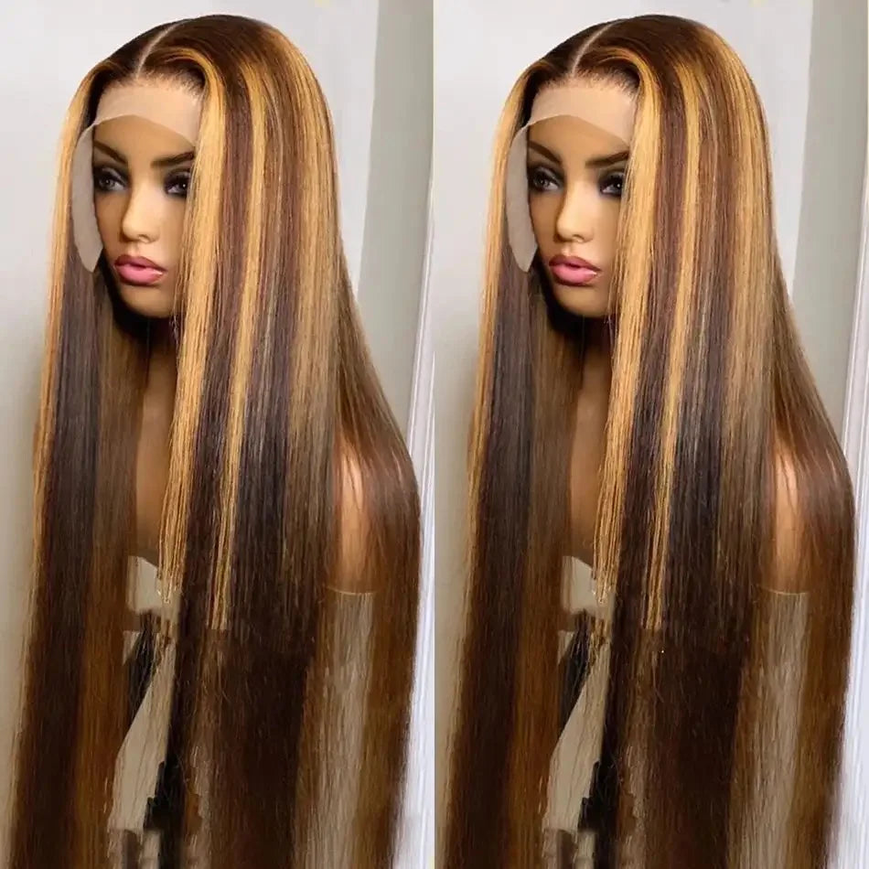 13x6 Lace Highlight Blonde Colored Human Hair Lace Frontal Wigs Straight Tuneful 13x6 HD Transparent Lace Front Human Hair Wigs