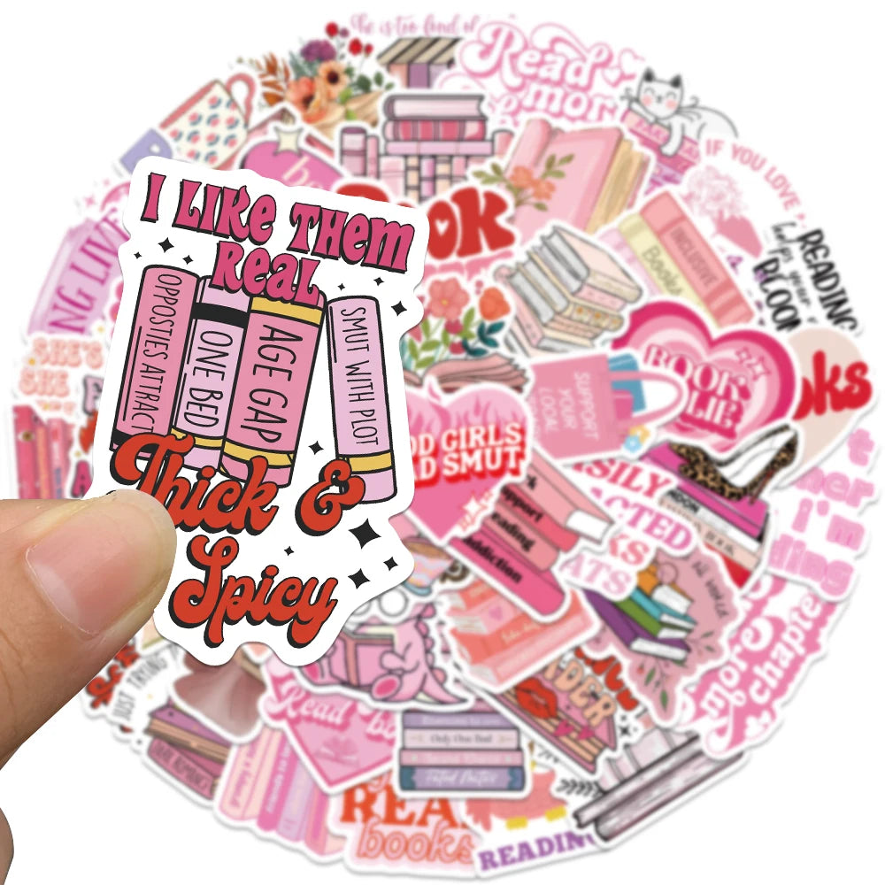 50PCS Smutty Dark Romance Bookish Spice Reader Girl Cartoon Booktok Sticker Aesthetic Car Kindle Ipad Phone Laptop Diary Sticker
