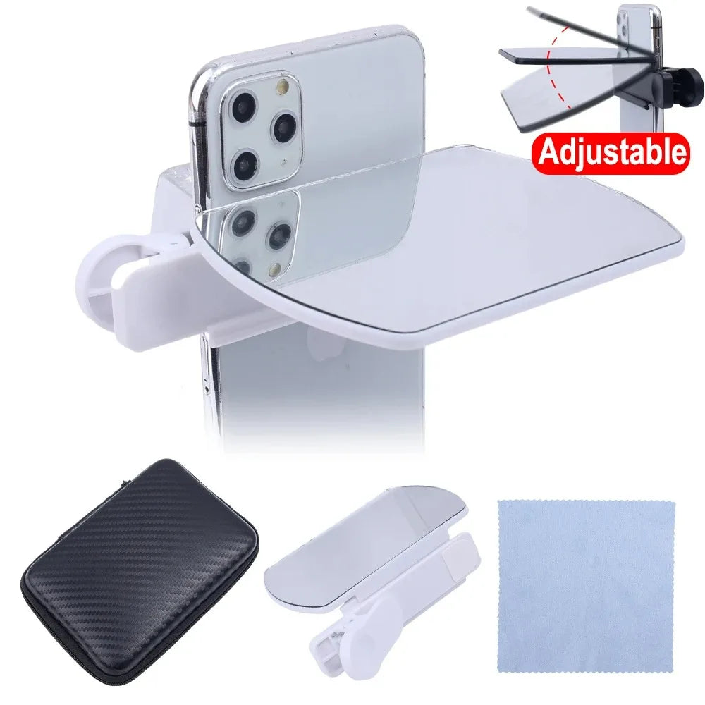 Smartphone Camera Mirror Reflection Clip Phone Selfie Reflector Tool Universal Adjustable Reflection Clip Kit for IPhone Android