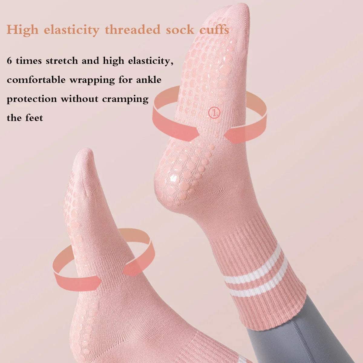 Pilates Socks with Grips for Women Yoga Socks Barre Socks Non Slip Socks of 1/2/3/6pairs
