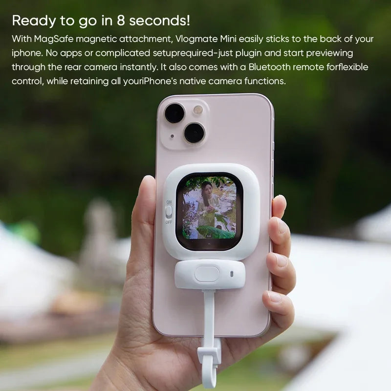 Magnetic Mini Phone Vlog Selfie Monitor Screen for iPhone AMOLED Bluetooth Rear Back Camera Monitor Screen Vlogging Live TikTok