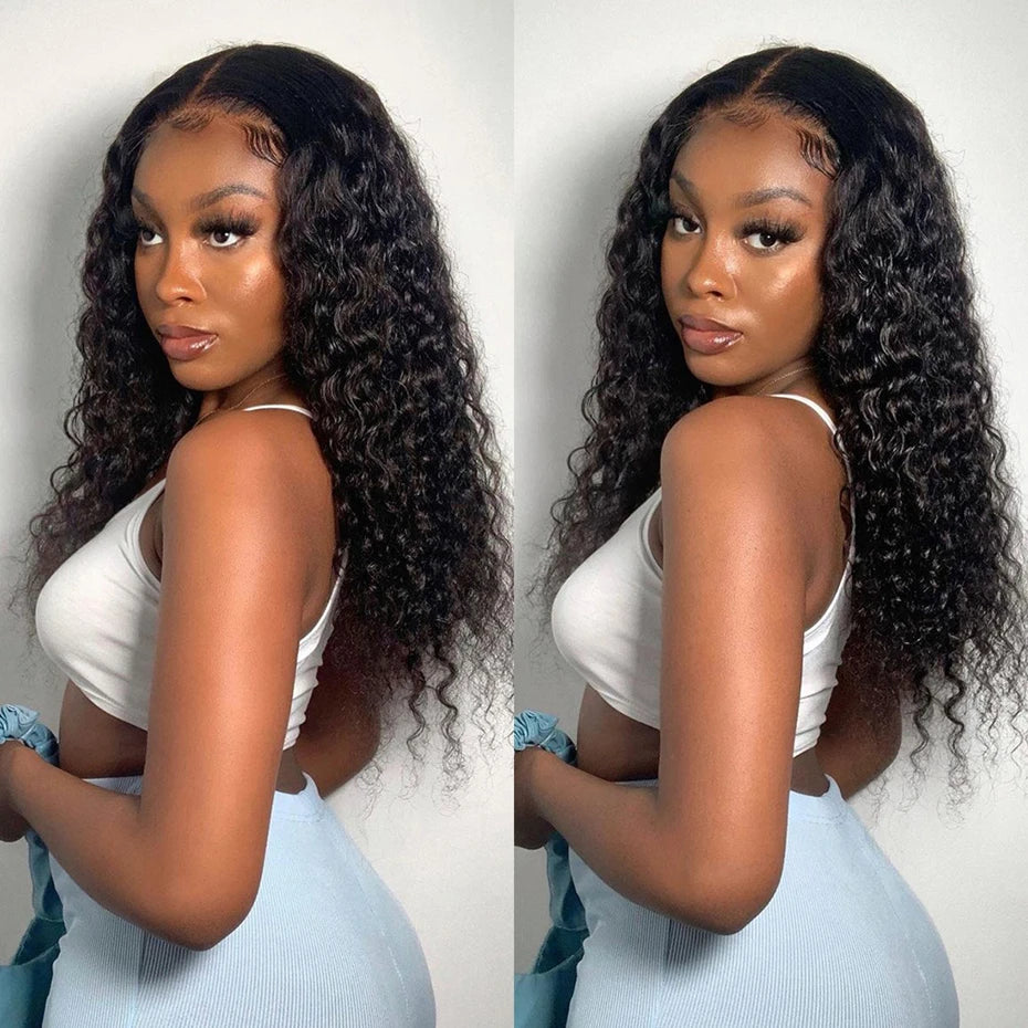 34 36Inch Deep Wave 13x4 13x6 Transparent Lace Frontal Wig Human Hair Water Curly 4x4 Lace Closure Wigs For Black Women Bling