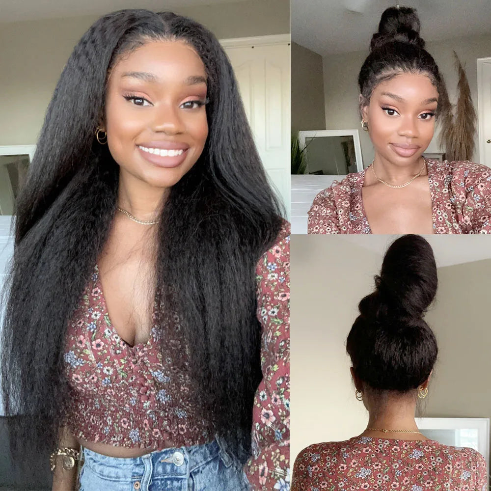 Kinky Straight 360 13x6 Full HD Lace Frontal Wig 6x6 Lace Closure Glueless Wig 30 Inch Yaki Straight Lace Front Wigs Human Hair