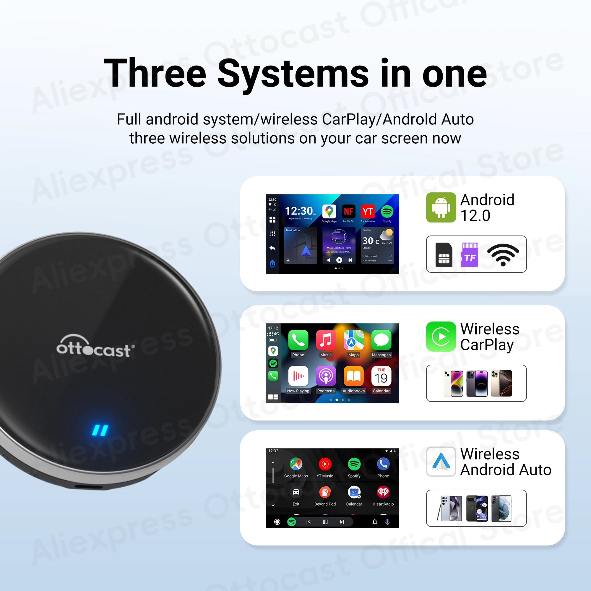 OTTOCAST New P3 Lite OttoAiBox Wireless CarPlay Android AI Box for Youtube for TikTok Car Accessories for OEM CarPlay Car Gift
