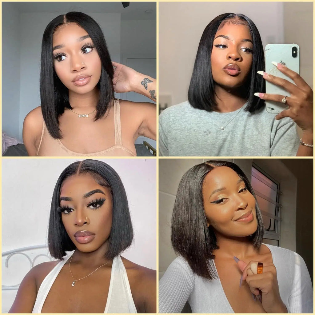 Wear And Go Glueless Bob Wigs ISEE Hair Pre Cut PrePlucked 6X4 Lace Front Human Hair Wigs Glueless HD Straight Glueless Wig