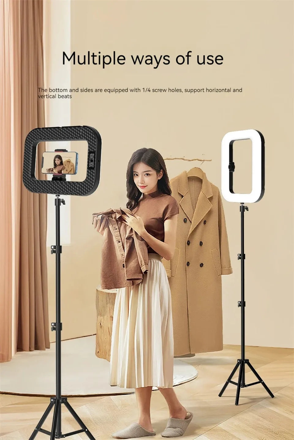 New Handheld Ring LED Rechargeable Fill light Portable Mobile Phone Live Broadcast selfie Photography Desktop Rabbit Cage