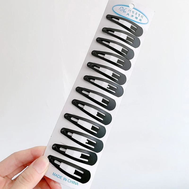 12Pcs/Set Black Barrettes BB Hair Clips Professional Hairpins Hair Accessories For Women Girls Styling Tool Headdress 5-8cm