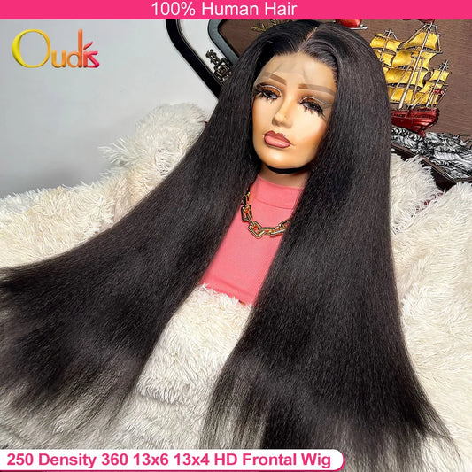 Kinky Straight 360 13x6 Full HD Lace Frontal Wig 6x6 Lace Closure Glueless Wig 30 Inch Yaki Straight Lace Front Wigs Human Hair